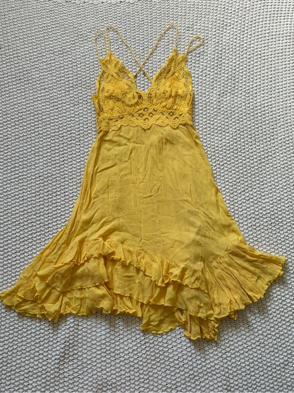 Free People FP One Adella Slip Dress | XS | Mustard Yellow